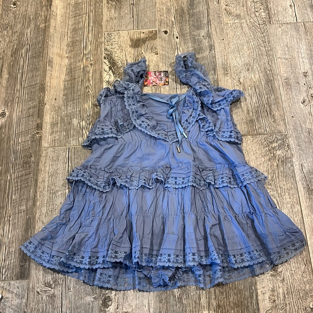 Blue Ruffled Jumpsuit - Picture 9 of 11